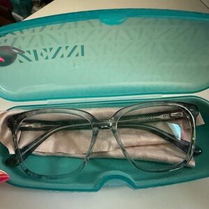 Clear blue light Eyeglasses with Teal Case